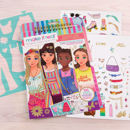 Make It Real fashion design sketchbook — city style coloring book for girls