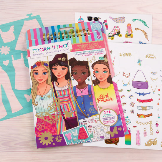 Make It Real fashion design sketchbook — city style coloring book for girls