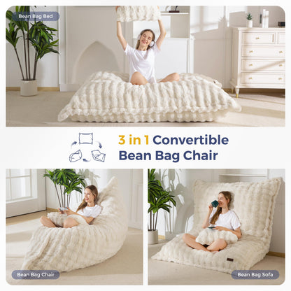 MAXYOYO bean bag chair with pillow - 3 in 1 convertible design for adults