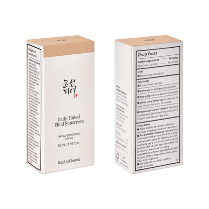 Beauty of Joseon tinted fluid sunscreen with SPF 40 for face, 50ml. 1.69 fl. oz.