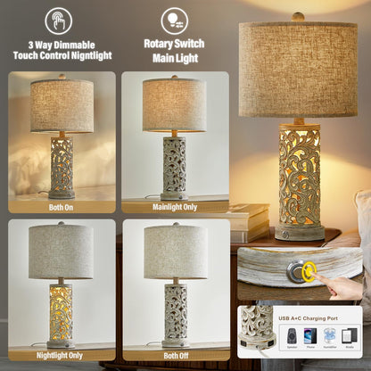 OYEARS lamp set - 3-way dimmable touch control rustic design for home and office