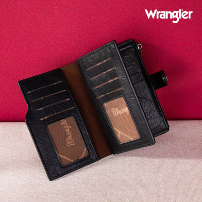Wrangler Wallet for Women Bifold Card Holder with Zipper and ID Window