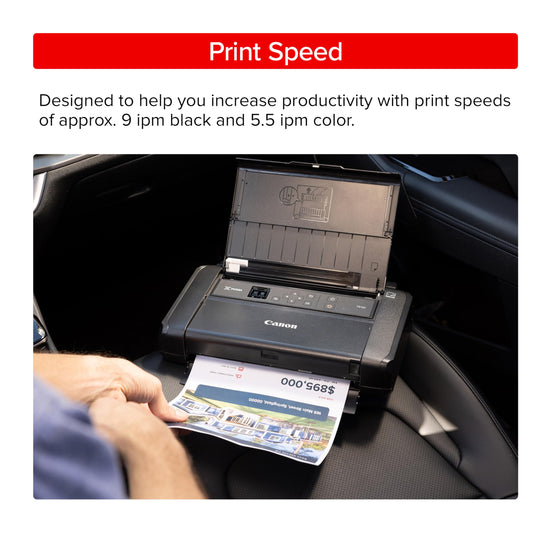 Canon PIXMA TR160 printer — wireless and portable with 50-sheet tray and display