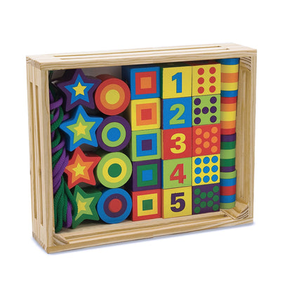 Melissa & Doug lacing beads - 27 wooden beads with 2 laces for fun activity