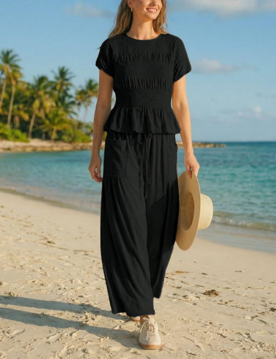 Antnation coordinated outfit with smocked top and wide-leg pants set