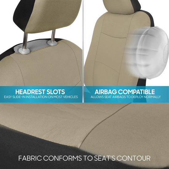 BDK PolyPro car seat covers - Full set in solid beige for front and rear seats