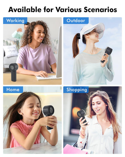 WHATOOK electric fan — portable mini fan with 10 hours battery life and USB rechargeability