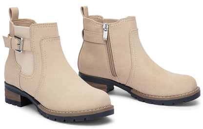 JEOSSY ankle boots with zip - low heel Chelsea booties for women
