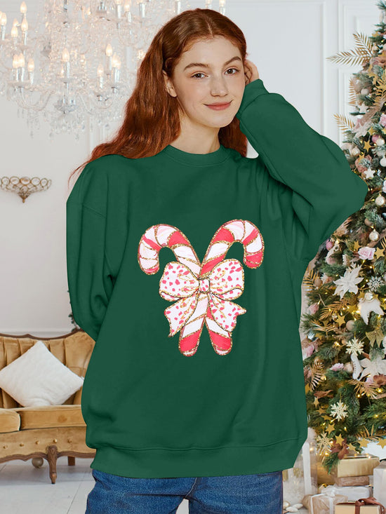 Sweatshirt — Christmas candy canes graphic design for women