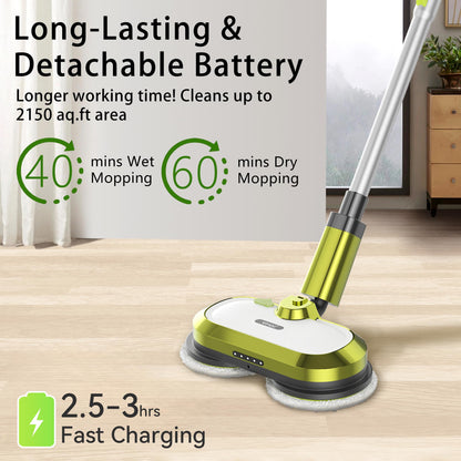 VMAI cordless electric mop with water spray and detachable battery.