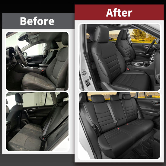 HKZ vehicle seat cover set - Leather for 2019-2025 Toyota RAV4 models LE, XLE, Limited