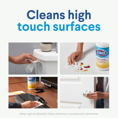 Surface cleaning wipe — Clorox disinfecting wipes in fresh lemon scent, 525 count