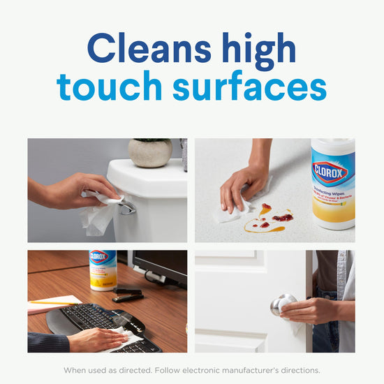 Surface cleaning wipe — Clorox disinfecting wipes in fresh lemon scent, 525 count