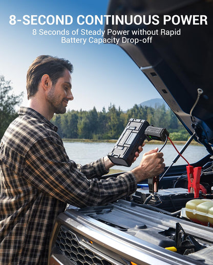 AVAPOW jump starter — 6000A portable with USB3.0 power bank and SOS light.
