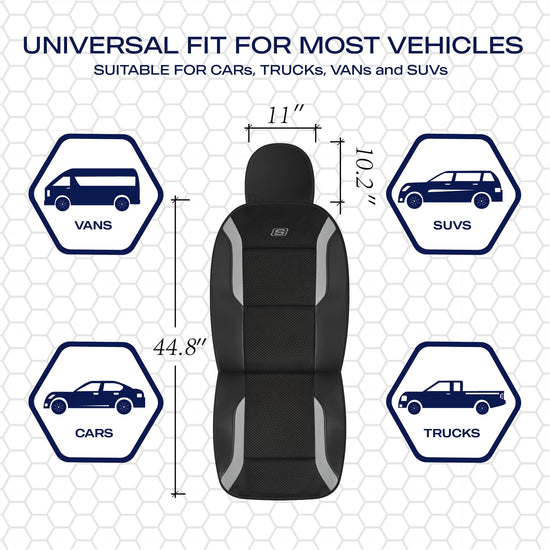 Skechers vehicle seat cover — Memory foam with air cool mesh design in gray