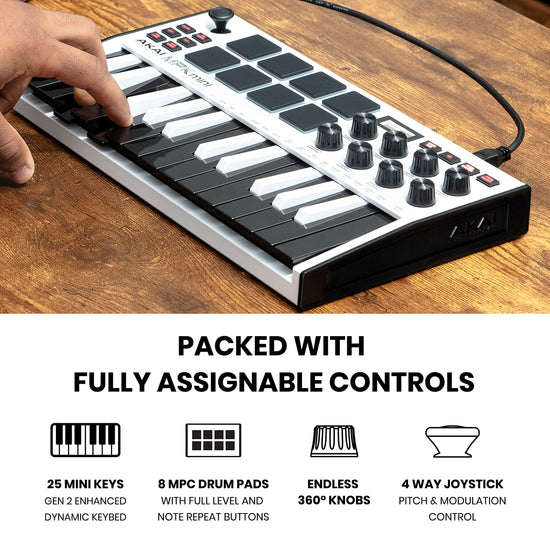 Akai Professional audio midi controller — compact design and built-in pads