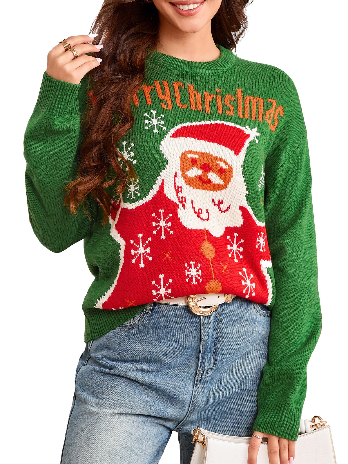 BerryGo women's Christmas reindeer sweater - cute long sleeve pullover knit