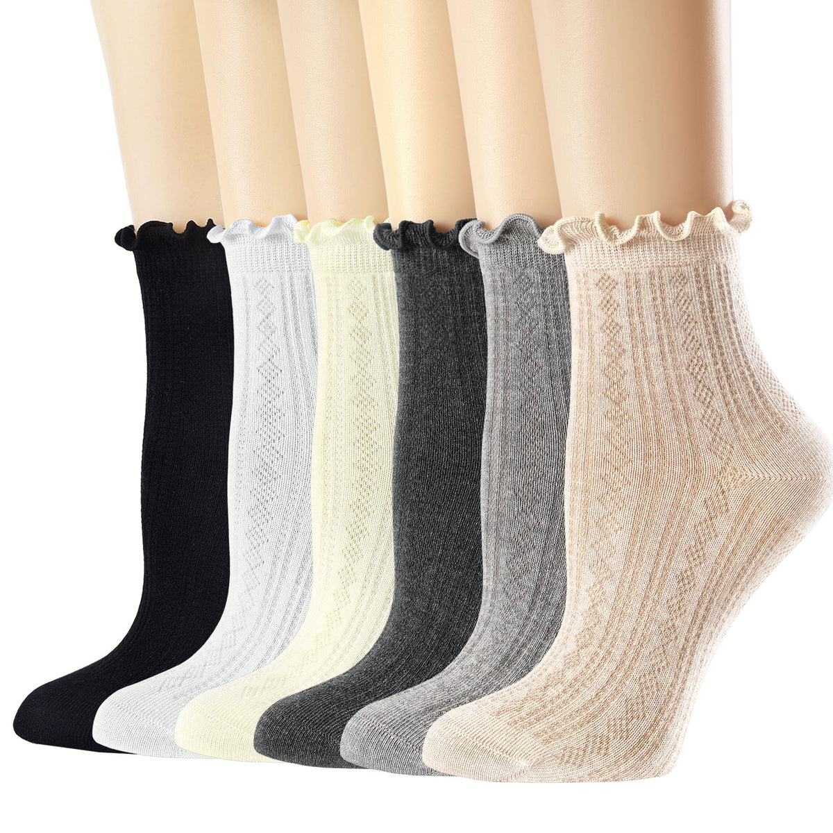 Mcool Mary crew socks — ruffle cotton ankle socks, 6 pack