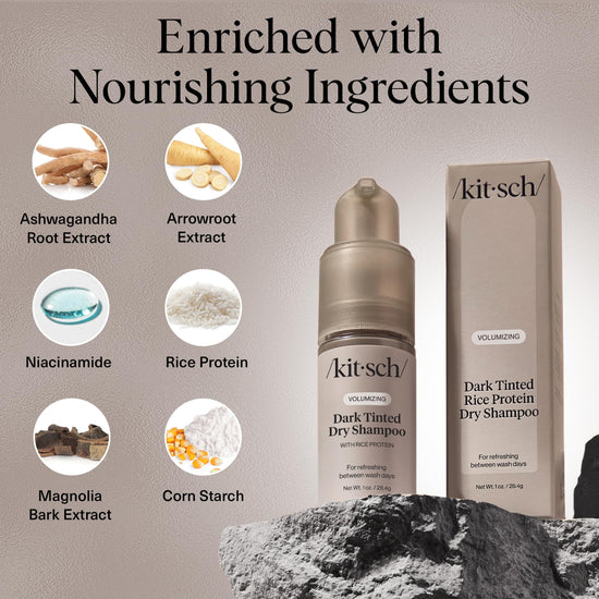 Kitsch dry shampoo — volumizing rice protein formula for dark hair, travel size pump