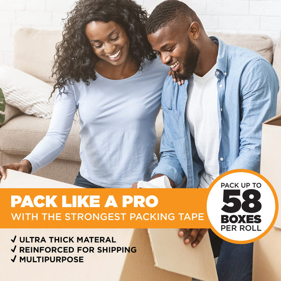 Tape King® clear packing tape — Stronger and thicker 2.7mil adhesive tape for moving and storage