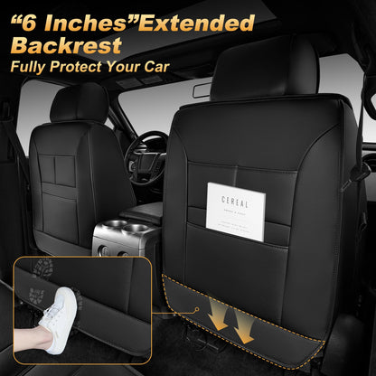 AOMSAZTO vehicle seat covers - Faux leather waterproof full set for Ford F150 F250 F350 F450 2009-2026 in black and grey