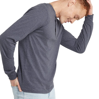 Hanes Originals men's tri-blend long sleeve henley shirt — lightweight design