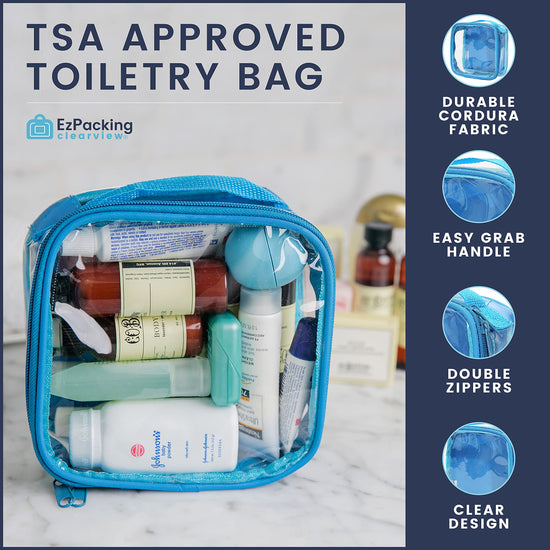 EzPacking cosmetic case — clear TSA approved travel toiletry bag for liquids