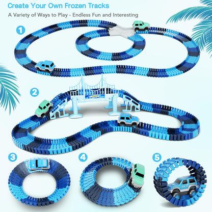 Toy vehicle set — Dinosaur world road race track with flexible track and cars set for kids