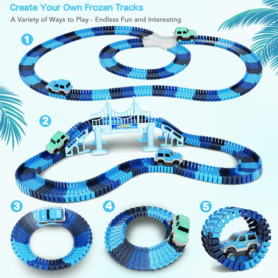 Toy vehicle set — Dinosaur world road race track with flexible track and cars set for kids
