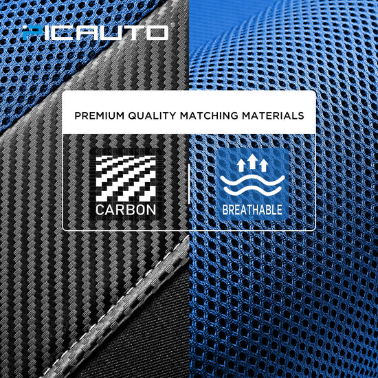 PIC AUTO vehicle seat cover — Sports carbon fiber mesh design, universal fit, blue