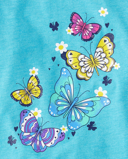 The Children's Place short sleeve graphic t-shirts with unicorns and butterflies, 3 pack