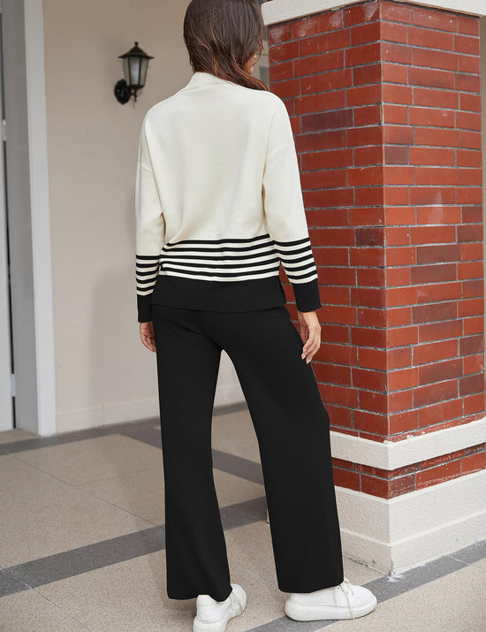 Tanming coordinated outfit — knitted pullover sweater with wide leg pants tracksuit