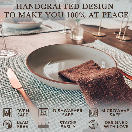 Mora ceramic pasta bowls - Set of 4, microwave and dishwasher safe