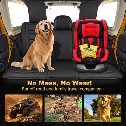 AOMSAZTO vehicle seat cover - waterproof faux leather for Jeep Wrangler JL 4-Door 2018-2026