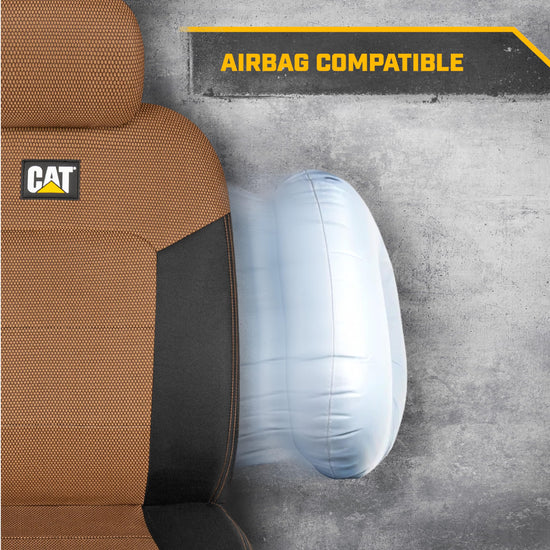 Cat® vehicle seat covers — Comfortable mesh back design in beige