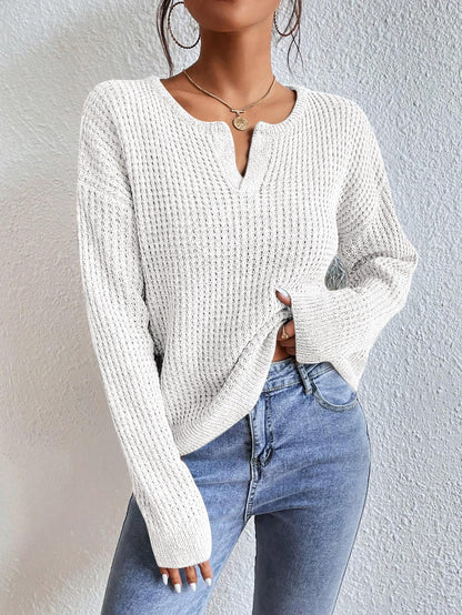 RICHSTORY women's sweater — casual drop shoulder v neck pullover in trendy fall style