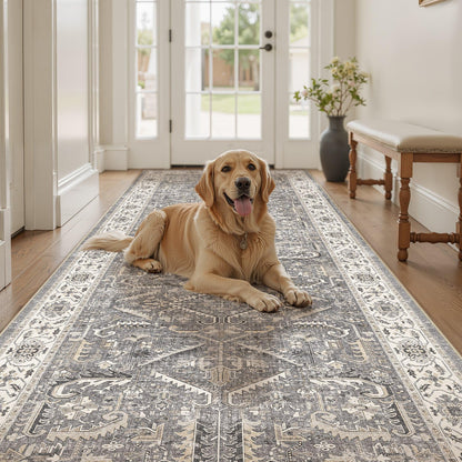 RUG — Washable, soft, large vintage design for indoor use