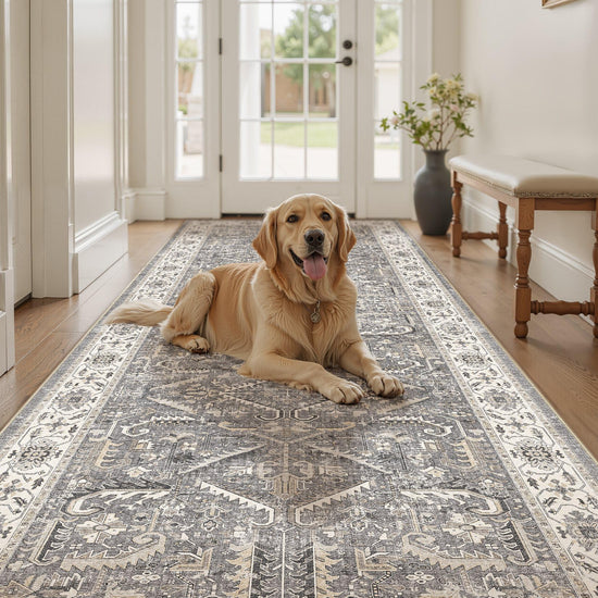 RUG — Washable, soft, large vintage design for indoor use