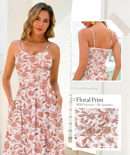 Annebouti dress — Ruched maxi with adjustable straps and pockets