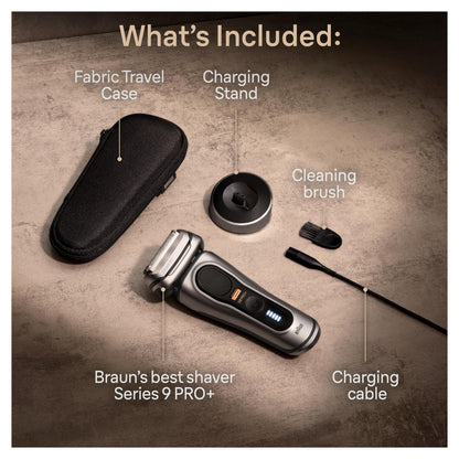 Braun Series 9 Pro+ electric shaver - stainless steel, rechargeable battery powered
