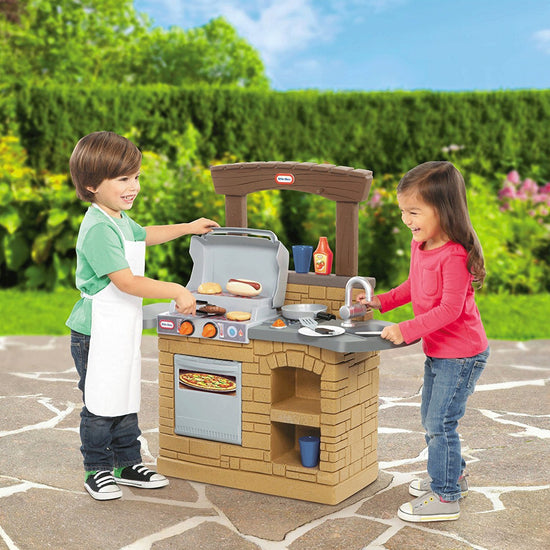 Little Tikes play workstation — outdoor BBQ set in brown color