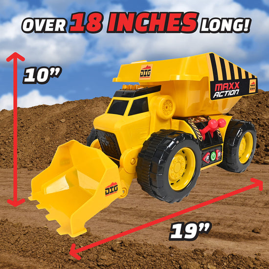 Maxx Action motorized dig rig – excavator and dump truck toy with joystick control for toddlers
