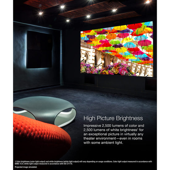 Epson video projector — 4K pro-UHD with HDR and 2,500 lumens brightness