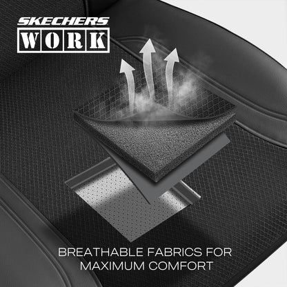 Skechers Seat Covers, Work Leather Car Seat Covers 5-Times Stronger Built-in Webbing, Oxford Fabric Front Seat Cover, Airbag Compatible, Automotive Comfort for Cars, Trucks, SUVs,Black