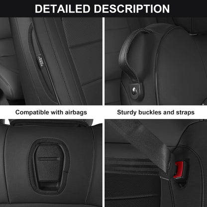 AOMSAZTO vehicle seat cover - Custom fit faux leather black for Ford Mustang 2015-2026