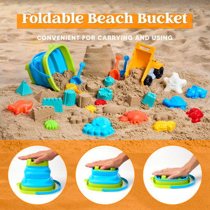 Sloosh beach sand toys set — dump truck car toys with molds for outdoor play
