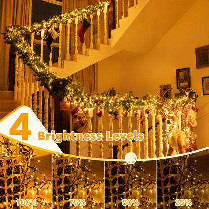 Ollny string lights — 400 LED waterproof plug-in with 8 modes memory