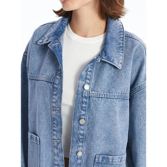 Hixiaohe coat - oversized denim jacket with pockets for women