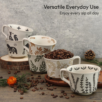LINVIA drinking cup — unique ceramic design with handle, 11 oz capacity