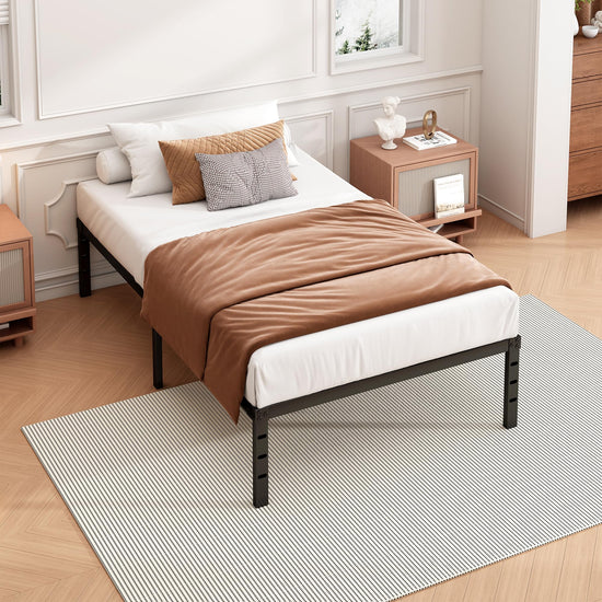 Hafenpo bed frame — sturdy metal platform with under bed storage
